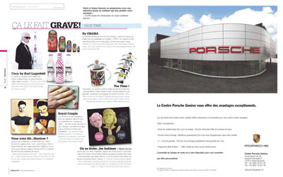 Notre photo r&eacute;alis&eacute;e pour le Centre Porsche &agrave; Gen&egrave;ve apparait dans le Cote Magazine Gen&egrave;ve num&eacute;ro 43 d'octobre 2011 en page 19.
